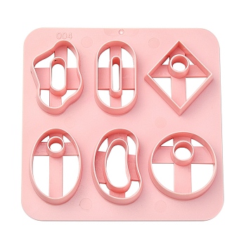 ABS Cookie Cutters, Rhombus/Oval/Round, Pink, 100x100mm