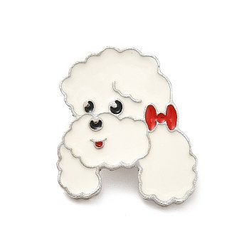 Dog Enamel Pin with Brass Butterfly Clutches, Alloy Badge for Backpack Clothing, Poodle Pattern, 25.5x21x10mm, Pin: 1.1mm