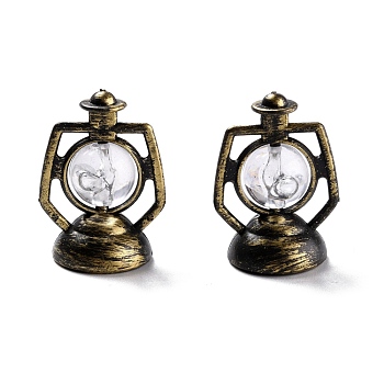 Creative Mini Resin Oil Lamp, for Dollhouse Accessories Pretending Prop Decorations, Pale Goldenrod, 20x26x35~35.5mm, 2pcs/set