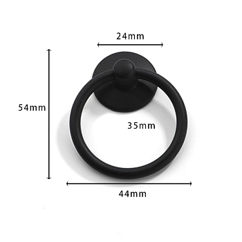 Spray Painted Alloy Drawer Drop Pull Rings, Cabinet Pulls Handles for Drawer, Doorknob Accessories, with Iron Rings, Black, 54x44x13mm, Inner Diameter: 35mm