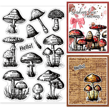PVC Plastic Stamps, for DIY Scrapbooking, Photo Album Decorative, Cards Making, Stamp Sheets, Mushroom Pattern, 160x110x3mm