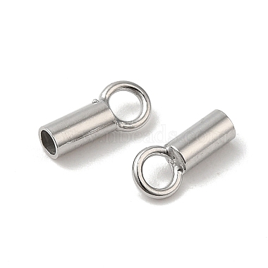 Rhodium Plated 925 Sterling Silver Cord Ends(STER-P055-01B-P)-2