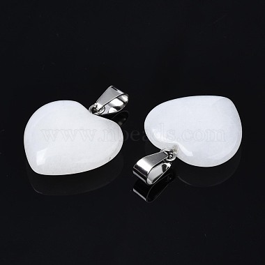 Heart Natural White Jade Pendants(X-G-Q438-01)-4