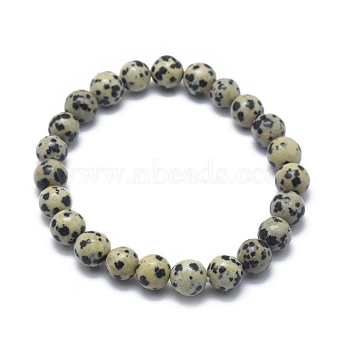 Natural Dalmatian Jasper Bead Stretch Bracelets(BJEW-K212-B-014)-2