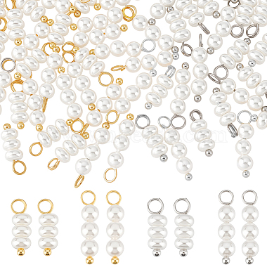 60Pcs 4 Styles Shell Pearl Beaded Pendants(PALLOY-GA00044)-1