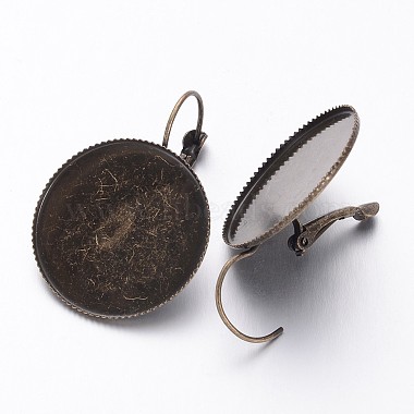 Les accessoires de boucle d'oreille en laiton antique de bronze de leverback adaptent les cabochons en forme de dôme(X-KK-A023-AB)-2