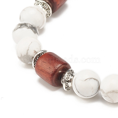 Bracelet extensible en perles d'howlite naturelle pour femme ou homme(BJEW-JB07732-03)-4