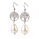Natural Teardrop Shell Pearl Beads Dangle Earrings(EJEW-JE02792)-1