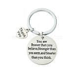 Stainless Steel & Alloy Keychain, with Alloy Rings, Antique Silver & Platinum, 5cm(KEYC-YW00043)