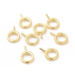 925 Sterling Silver Screw Eye Peg Bails, Ring, Real 18K Gold Plated, 9x6x1mm, Hole: 4mm, Pin: 0.6mm(STER-D035-42G)