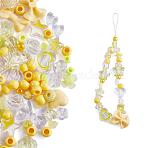 150 Pieces Random Rose Acrylic Beads Bear Pastel Spacer Beads Butterfly Loose Beads for Jewelry Keychain Phone Lanyard Making, Yellow, 17mm(JX543B)