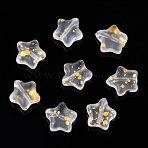 Spray Painted Transparent Glass Beads, Star, Clear, 8x8.5x4mm, Hole: 1mm, 30pcs/bag(GLAA-FS0001-01B)