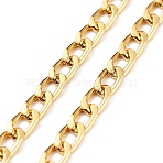 Oxidation Aluminum Curb Chains, Unwelded, with Spool, Oval, Golden, 10x6x1.6mm, 50m/roll(CHA-TAC0003-01G-B)