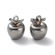 304 Stainless Steel Charm, 3D Apple Charm, Stainless Steel Color, 11x8mm, Hole: 1.6mm(STAS-M323-53P)