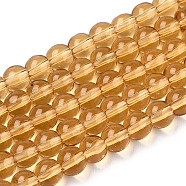 Transparent Glass Beads Strands, Round, Goldenrod, 4~4.5mm, Hole: 0.8mm, about 97~99pcs/strand, 14.76 inch~14.96 inch(37.5~38cm)(GLAA-T032-T4mm-08)