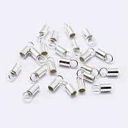925 Sterling Silver Cord Ends, Silver, 8.5x3.5mm, Hole: 3mm, Inner Diameter: 3mm(STER-F036-21S-3mm)