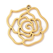 Tibetan Style Alloy Pendants, Rose, Antique Golden, Lead Free and Cadmium Free, 43x39x2mm, Hole: 2mm(X-GLF10554Y)