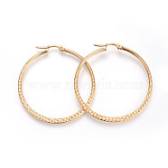 201 Stainless Steel Big Hoop Earrings, with 304 Stainless Steel Pin, Hypoallergenic Earrings, Ring, Golden, 12 Gauge, 47x44x2mm, Pin: 1mm(EJEW-A054-40G)