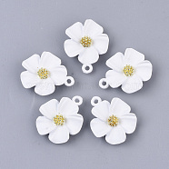 Spray Painted Alloy Pendants, Flower, White, 23.5x19.5x6mm, Hole: 1.8mm(X-PALLOY-N0147-03E)