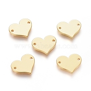Brass Links connectors, Long-Lasting Plated, Heart, Stamping Blank Tag, Real 18K Gold Plated, 11x13x1mm, Hole: 1mm(KK-G389-34G)