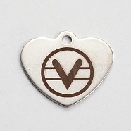 Stainless Steel Heart Pendants, Devil's Pitchfork, Stainless Steel Color, 21x24x1mm, Hole: 2mm(STAS-L165-E05)