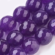 Natural Malaysia Jade Beads Strands, Dyed, Faceted, Round, Indigo, 6mm, Hole: 1mm, about 62pcs/strand, 14.5 inch(G-K288-6mm-08)