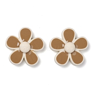Opaque Resin Cabochons, Two Tone, Flower, BurlyWood, 22.5x23.5x6.5mm(CRES-J045-05B-02)