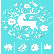Self-Adhesive Silk Screen Printing Stencil, for Painting on Wood, DIY Decoration T-Shirt Fabric, Turquoise, Heart Pattern, 19.5x14cm(DIY-WH0173-001-Q)