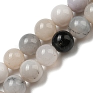 Natural Agate Beads Strands, Round, White and Black, 6mm, Hole: 0.6mm, about 64pcs/strand, 15.59''(39.6cm)(G-R494-A18-02)