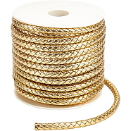 PU Imitation Leather Braided Cord, for Keychain, Round, Gold, 7x6mm, about 16.40 Yards(15m)/Roll(WL-WH0003-14B)
