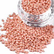 Glass Seed Beads, Baking Paint, Round Hole, Round, Light Salmon, 2~3x1.5~2mm, Hole: 0.8mm, about 450g/Pound(SEED-S060-A-F414)