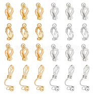 40Pcs 2 Colors Brass Clip-on Earring Findings. with Loop, Platinum & Golden, 16x6x8mm, Hole: 1.6mm, 20pcs/color(KK-UN0001-76)