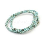 Natural Magnesite Beads Strands, Dyed, Heishi Beads, Flat Round/Disc, Sky Blue, 3.5~4x2mm, Hole: 0.8mm, about 180~192pcs/strand, 15.7 inch(40cm)(G-P398-A01)