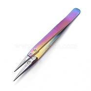 Stainless Steel Beading Tweezers, with Porcelain, Black, 12.9~13x0.95~1cm(TOOL-F006-13B)