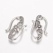 Tibetan Style Alloy Hook and S-Hook Clasps, Antique Silver, 23x14x4mm(PALLOY-D348-43AS)