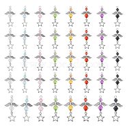 PandaHall Elite 4 Sets Transparent Acrylic Pendants, with Tibetan Style Alloy Findings, Angel & Star, Mixed Color, 38mm, Hole: 3mm, about 1pc/color, 8pcs/set(FIND-PH0010-16)