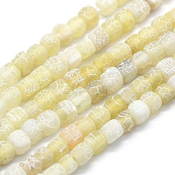 Dyed Natural Weathered Agate Beads Strands, Frosted, Cube, Champagne Yellow, 5~6x5~6x5~6mm, Hole: 1mm, about 72pcs/strand, 15.2 inch(38.5cm)(G-F583-11G)