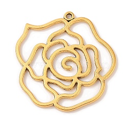 Tibetan Style Alloy Pendants, Rose, Antique Golden, Lead Free and Cadmium Free, 43x39x2mm, Hole: 2mm(X-GLF10554Y)