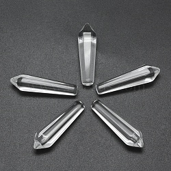 Glass Pointed Beads, Bullet, Undrilled/No Hole Beads, Clear, 30.5x9x8mm(G-E490-C01)