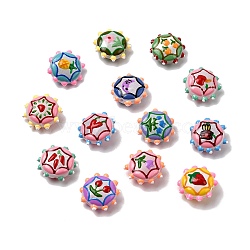 Baking Paint Glass Enamel Beads, Flat Round, Bumpy, Mixed Shapes, 19x19.5x8.5mm, Hole: 1.2mm(LAMP-K039-34A)