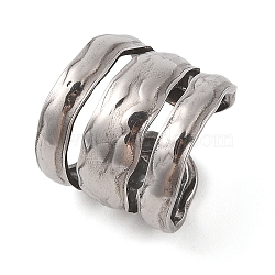 Non-Tarnish 304 Stainless Steel Cuff Rings for Women, Wave, Stainless Steel Color, 19.5mm(RJEW-G324-02P)