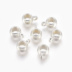 Tibetan Style Alloy Tube Bails, Loop Bails, Lead Free and Cadmium Free, Rondelle, Silver, 8x5mm, Hole: 2mm, 5mm Inner Diameter(TIBEP-LFH251Y-S-LF)