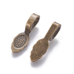 Tibetan Style Alloy Glue-on Flat Pad Bails, Cadmium Free & Lead Free, Antique Bronze, 26x8x7mm, Hole: 5x8mm(K0P9R071)