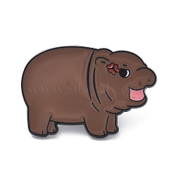 Angry Hippo Enamel Pins, Alloy Lapel Pin Backs for Backpack Clothes, Coffee, 21x31mm(JEWB-E041-09EB-04)