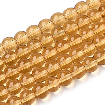 Transparent Glass Beads Strands, Round, Goldenrod, 4~4.5mm, Hole: 0.8mm, about 97~99pcs/strand, 14.76 inch~14.96 inch(37.5~38cm)