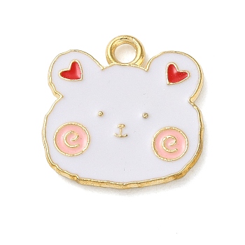 Cute Animal Alloy Enamel Pendants, Light Gold, Bear, 16x15.5x1.5mm, Hole: 2mm