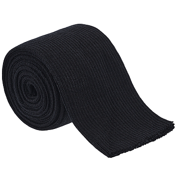 1Pc Polycotton Ribbing Fabric for Cuffs, Waistbands Neckline Collar Trim, Black, 1090~1100x72~75x3~4mm