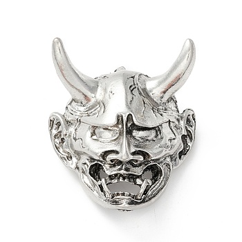 Tibetan Style Alloy Pendants, Oni Devil Mask, Antique Silver, 37x31.5x24mm, Hole: 5mm