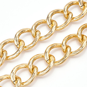 Aluminum Curb Chains, Twist Link Chains, Unwelded, Light Gold, 30x23x5mm