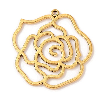 Tibetan Style Alloy Pendants, Rose, Antique Golden, Lead Free and Cadmium Free, 43x39x2mm, Hole: 2mm